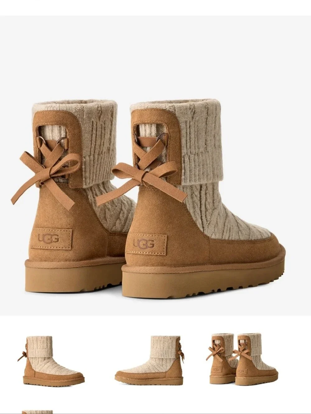 UGG W Classic Mini Cabelle Knit Boots- Chestnut-Size-9